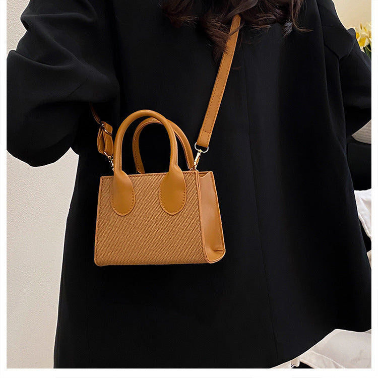 Korean Style Simple Crossbody Personality Small Square Bag2024Summer new style casual stylish single-shoulder bag corduroy handbag
