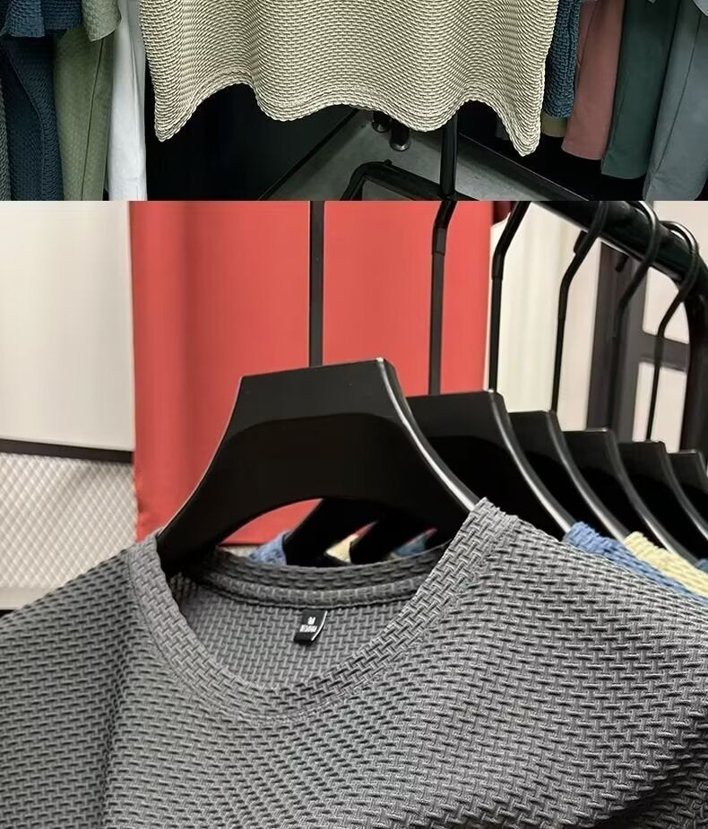 Summer New Stretch Bamboo Mesh Ice Silk t Men's Short Sleeve Round Neck Half Sleeve Base Shirt Summer Men T T shirt