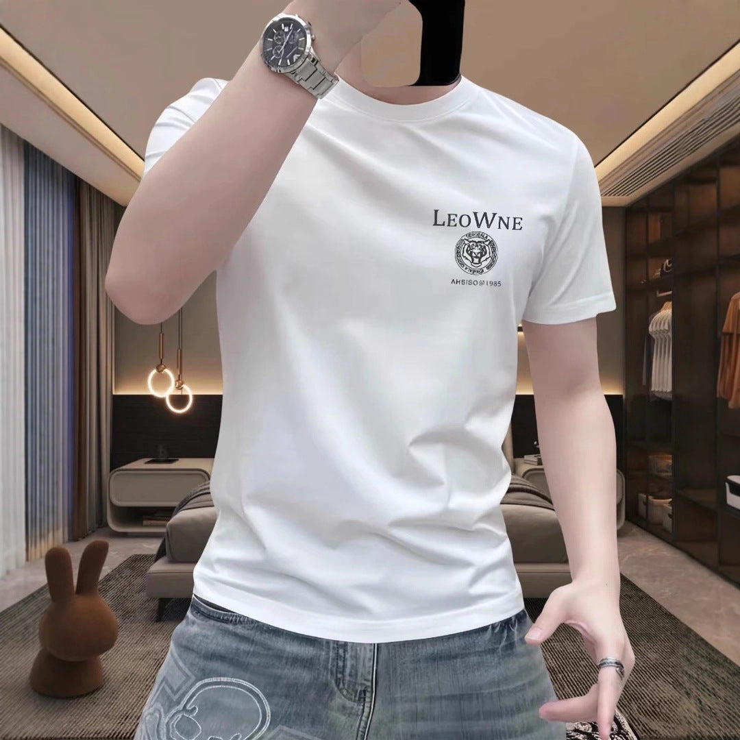 2025New Summer High-End Short Sleeve t Men's Round Neck Loose Fit Plus Size T-Shirt Versatile Top ins Fashion Brand