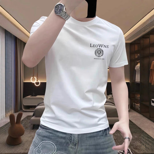 2025New Summer High-End Short Sleeve t Men's Round Neck Loose Fit Plus Size T-Shirt Versatile Top ins Fashion Brand