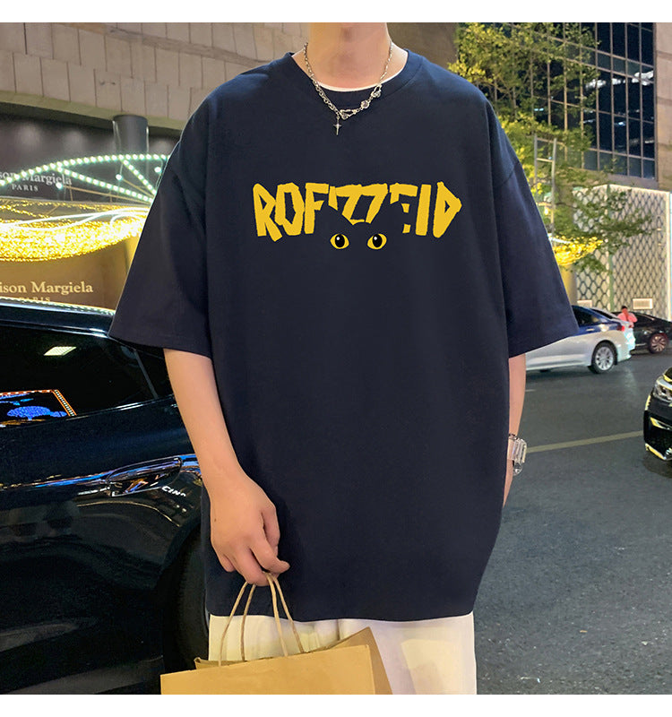 Short Sleeve T Men's Summer New Heavyweight Pure Cotton Crew Neck T-Shirt Large Size Loose Fit Men's Short Sleeve ins Fashion brand top