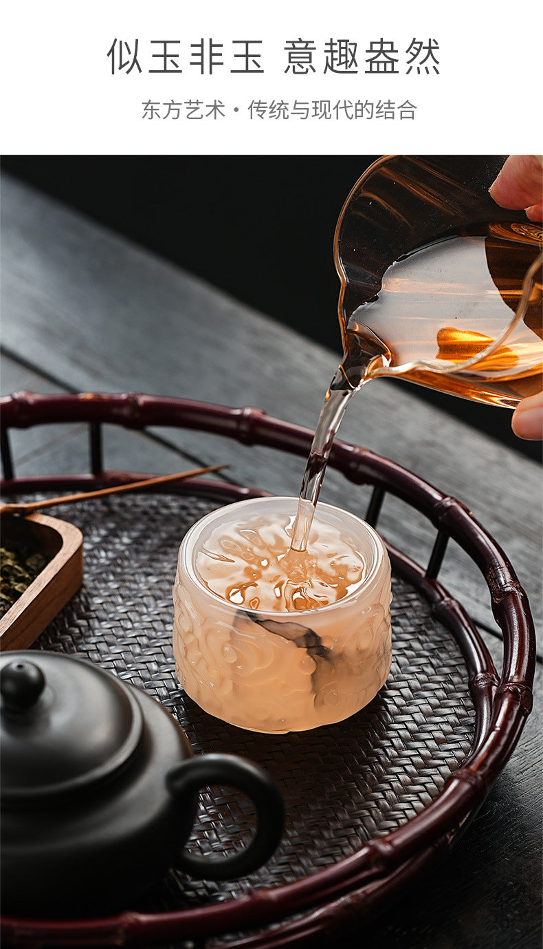 2024New High-End Glazed Cloud Pattern Tea Cup Set Single Master Cup Kung Fu Tea Cup Business Gift for Gifting
