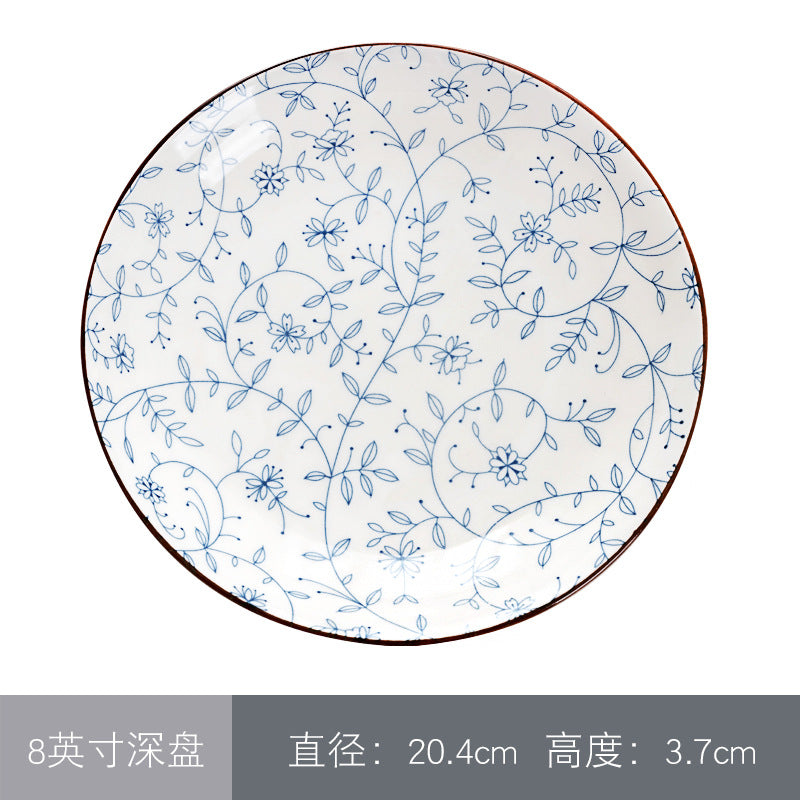 景德镇釉下彩餐具碗碟套装家用饭碗菜盘大碗面碗汤碗陶瓷碗盘子