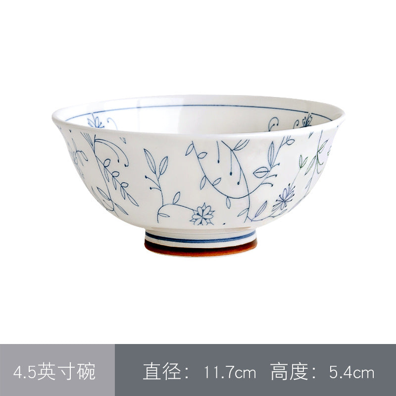 釉下彩餐具碗碟套装家用吃饭碗面碗汤碗景德镇陶瓷缠枝莲系列碗盘