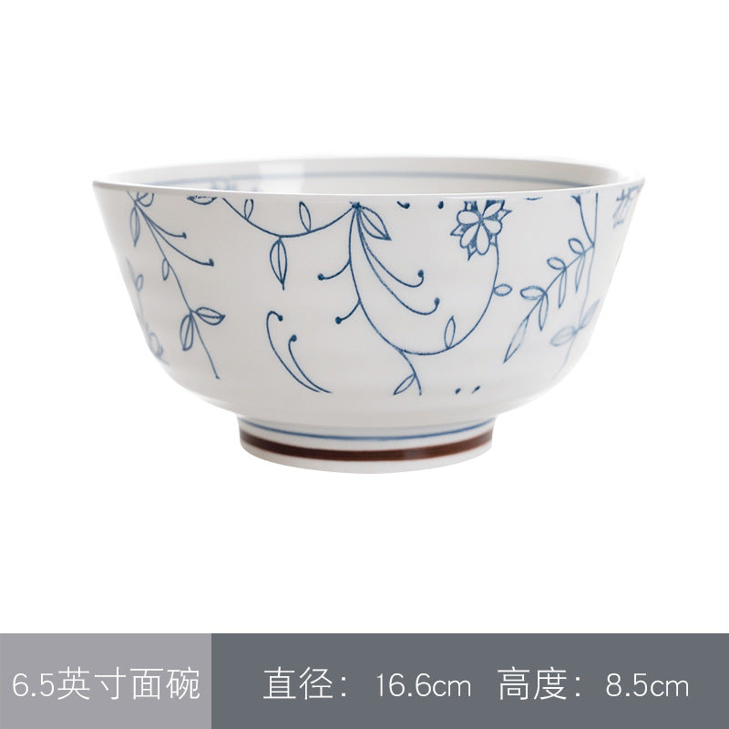 日式釉下彩餐具景德镇陶瓷碗盘子饭碗面碗大汤碗碗碟套装和风陶瓷