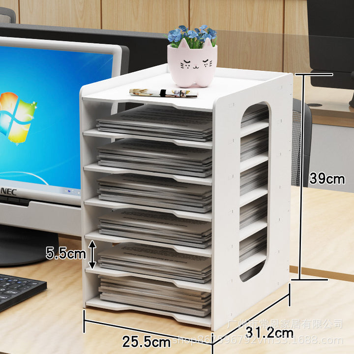 Multi-Layer File Organizer Rack – Desktop Document Sorter for Office Supplies