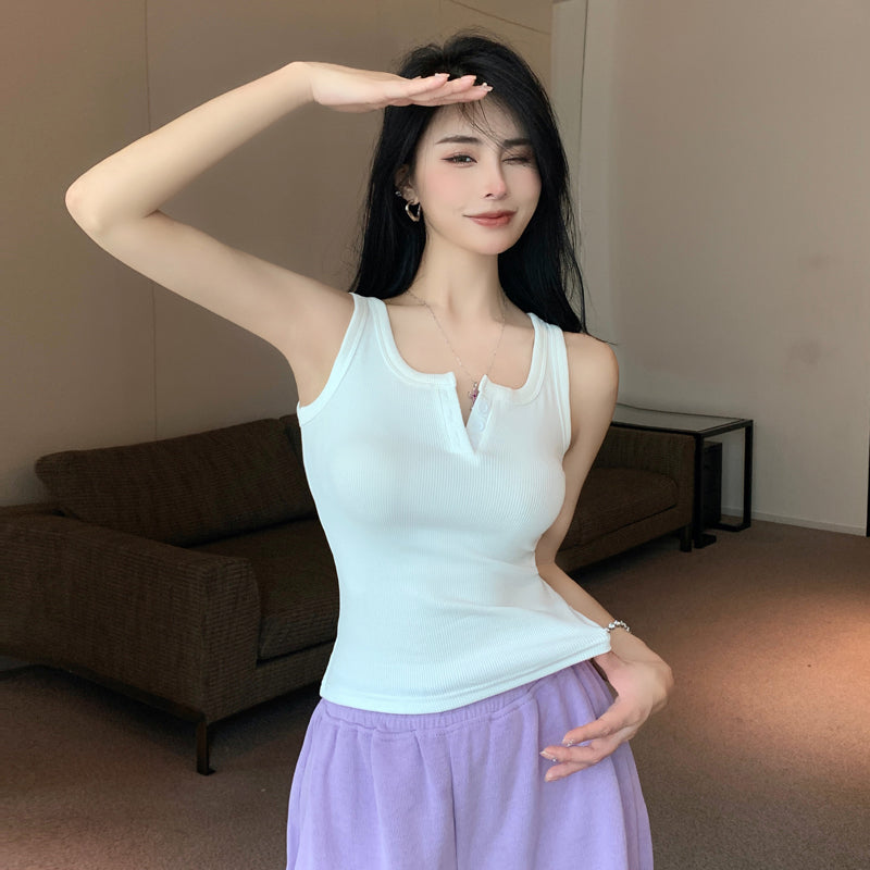 Sweet Trendy Strapless Women Summer Sports Small Vest French Premium Sleeveless Top