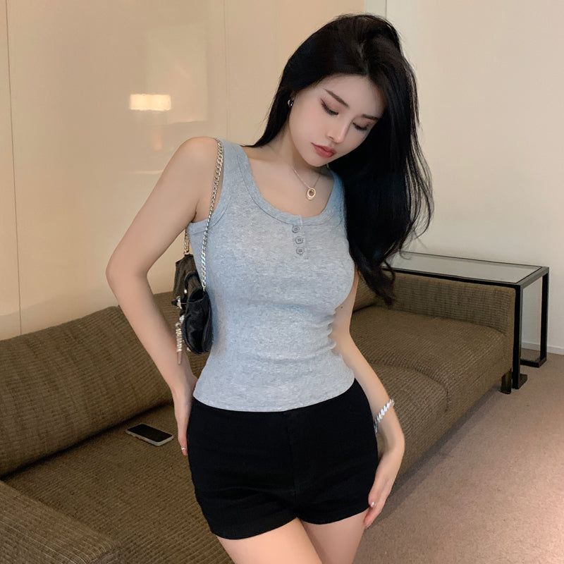 Sweet Trendy Strapless Women Summer Sports Small Vest French Premium Sleeveless Top