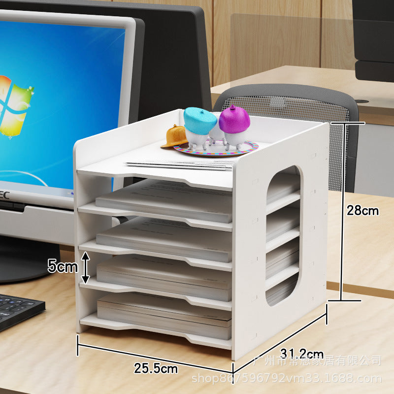 Multi-Layer File Organizer Rack – Desktop Document Sorter for Office Supplies