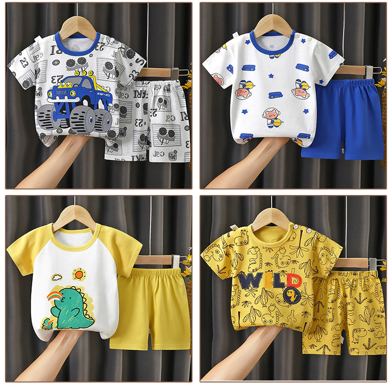 Children's Summer Short Sleeve Set a Cotton-like Boys' and Girls' Clothing t T-shirt Baby Summer Clothing2025Children's Clothing
