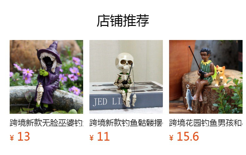Cross-Border Resin Fishing Dwarf Figurine Garden Rockery Pond Landscape Decoration Accessories Creative Outdoor Courtyard Decor