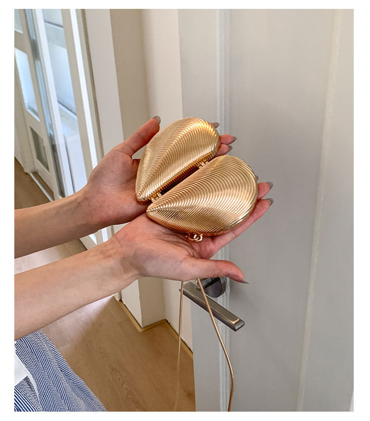 Mini2025Summer New Bag Niche Metal Shell Single Shoulder Chain Crossbody Bag Evening Fashion Small Bag for Women