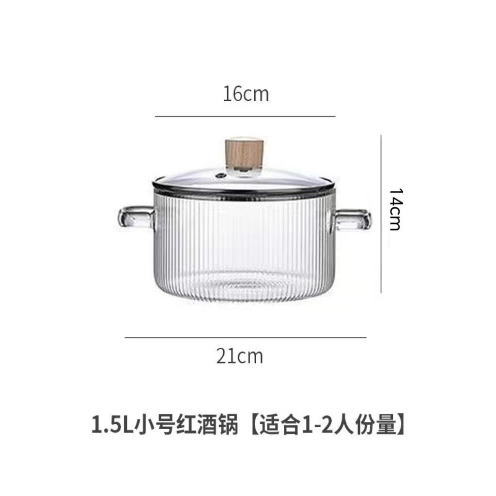 Creative Bear Double Ear Soup Pot Striped Pot Glass Transparent Health Pot Electric Ceramic Stove Heatable Instant Noodle Bowl Milk Pot