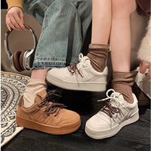 Soft Leather Version~Lancui Thick-Soled Chunky Heel Loafers for Women, Retro Style, Height-Increasing Slip-On Simple Leather Shoes for Petite Women