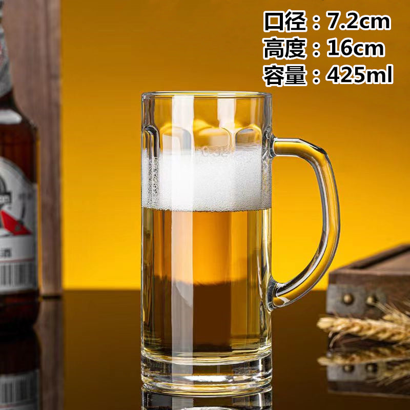 Transparent Glass Cup Heat-Resistant Large Thickened Tea Cup with Handle Beer Cup Without Lid Bar Gift Customizable logo