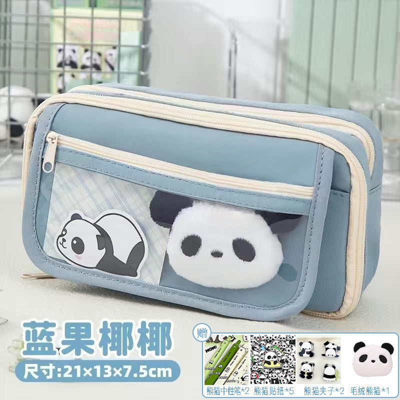 Large Capacity Pencil Case Kawaii Canvas Pencilcase School
