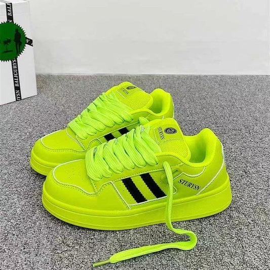 National Trend Dopamine Color Block Loafers for Women ins  Niche Design Thick-Soled Casual Sneakers2025New white shoes