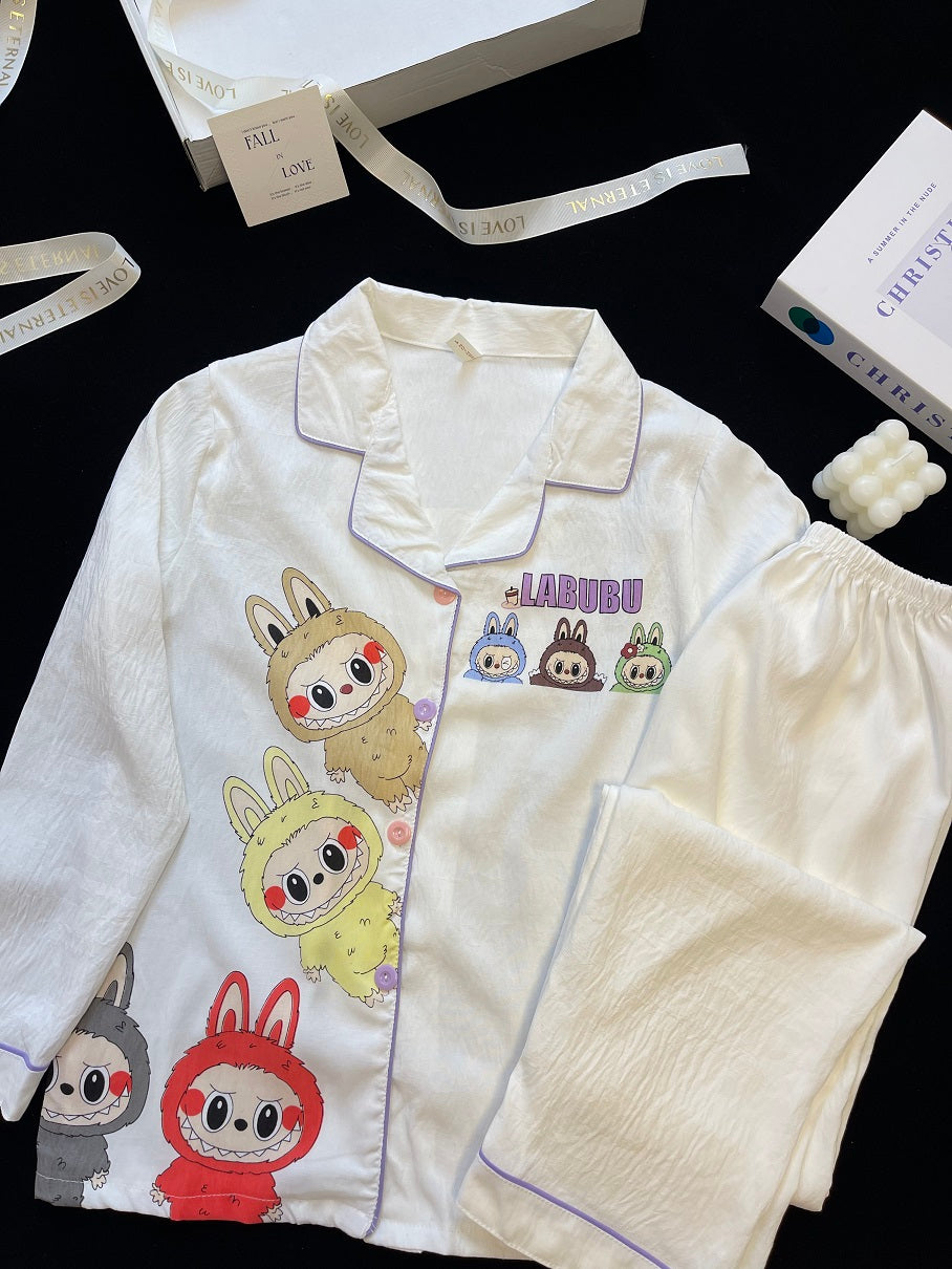 New Pajamas Women Cotton Thin Long Sleeve Cute Fashion Set
