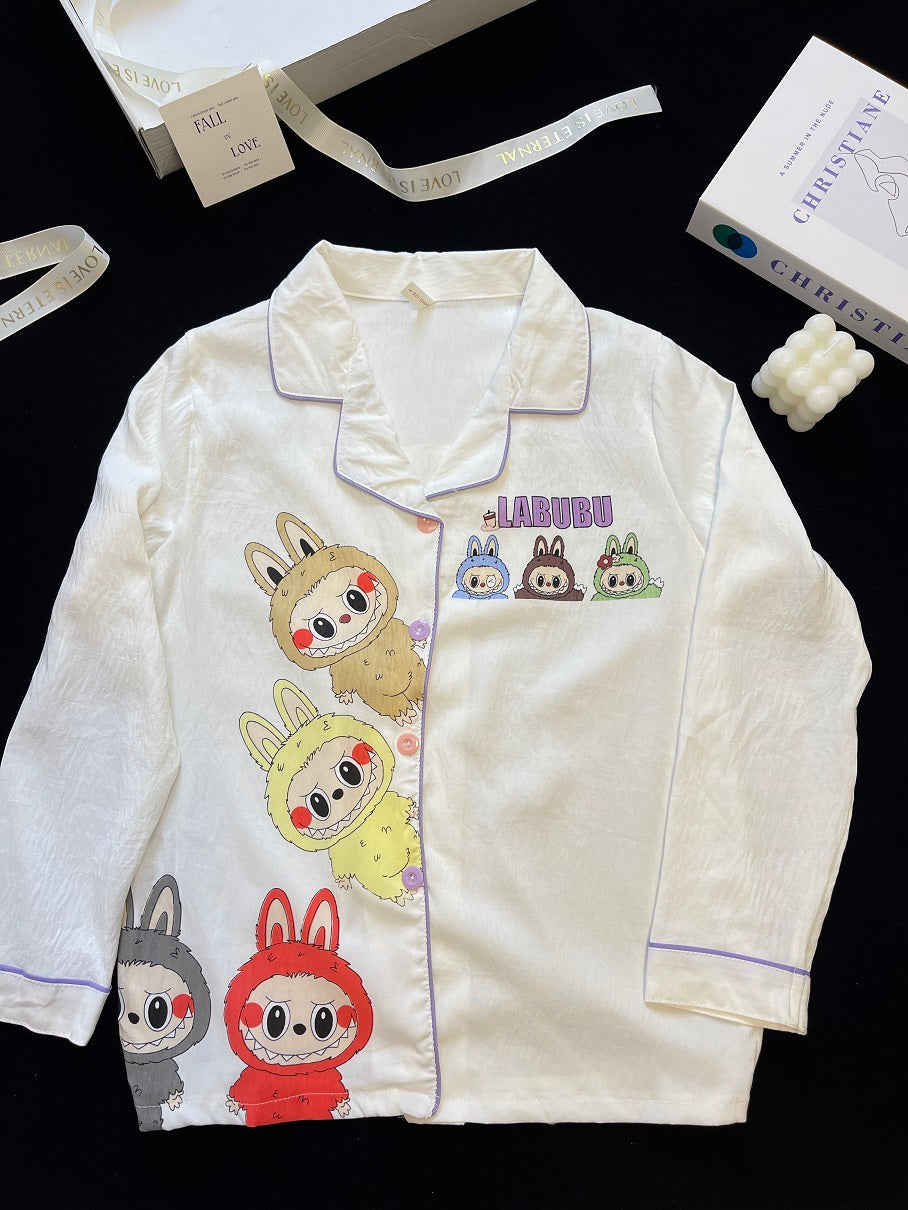 New Pajamas Women Cotton Thin Long Sleeve Cute Fashion Set