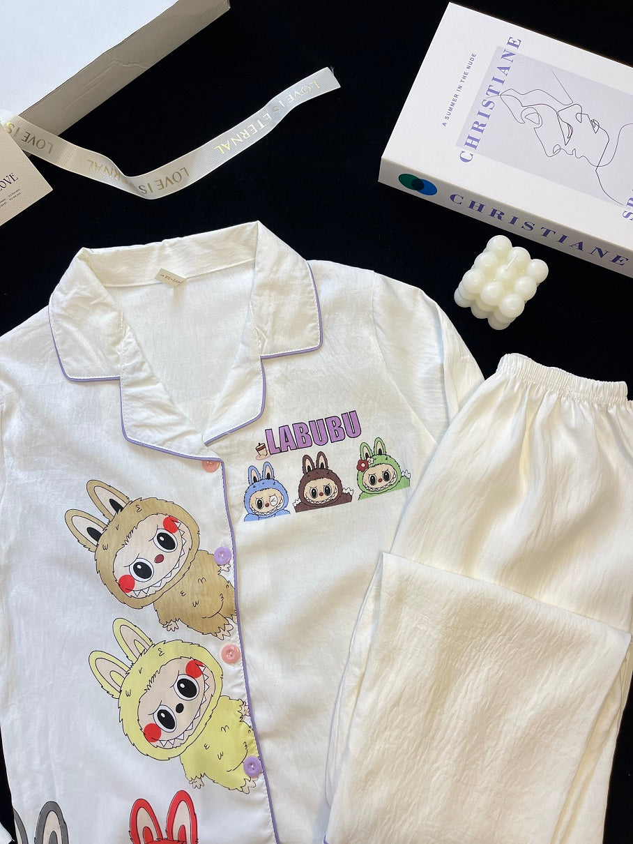 New Pajamas Women Cotton Thin Long Sleeve Cute Fashion Set