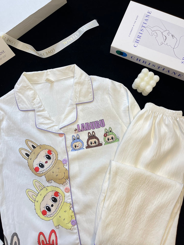 New Pajamas Women Cotton Thin Long Sleeve Cute Fashion Set