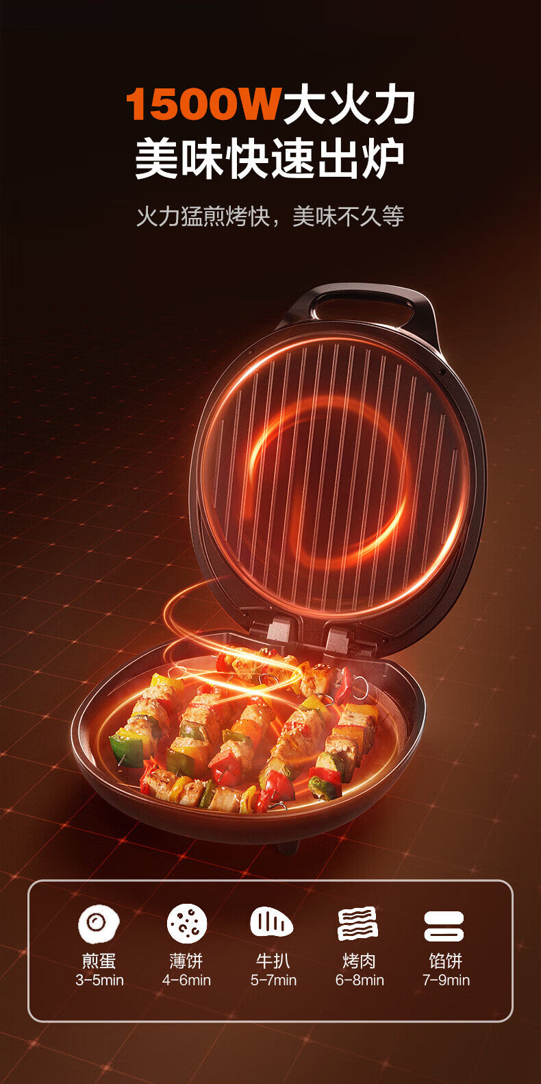 Supor Griddle for Home Use, Double-Sided Heating Electric Pancake Maker, Deepened and Enlarged Griddle Plate JJ30A648-Q