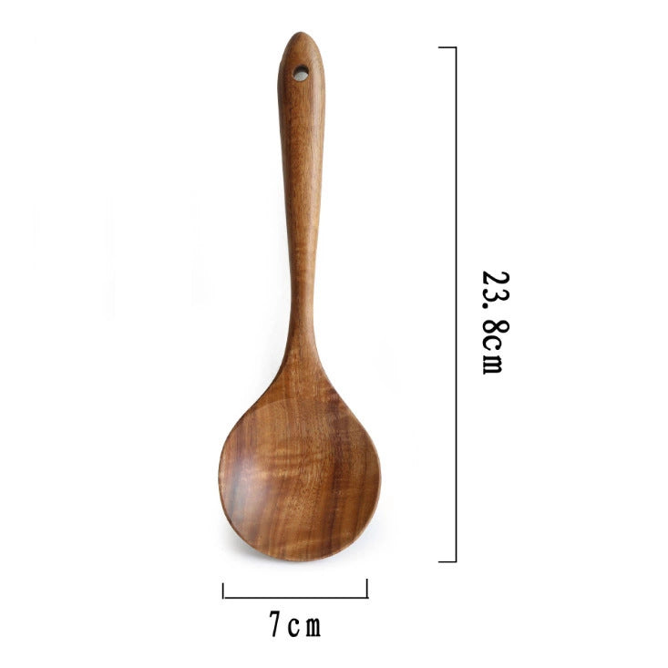 Acacia Wood Spatula Teak Wood Spatula and Spoon Set Solid Wood Household Cooking Spoon Strainer Spoon Small Leaf Three-Line Frying Spatula In Stock
