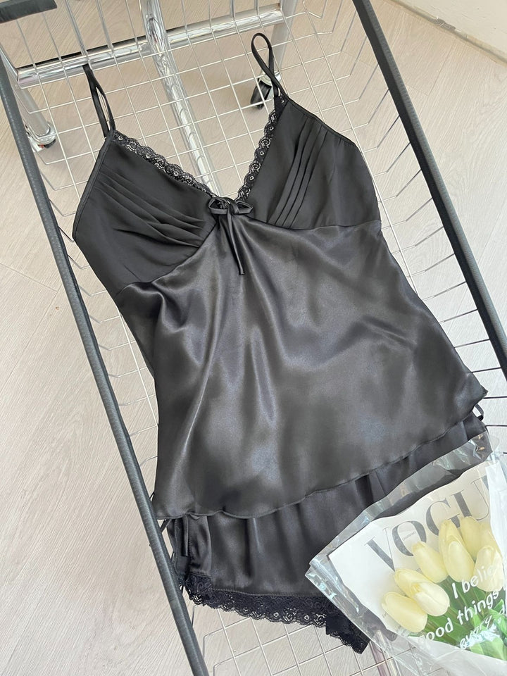 Summer Sexy Pajamas Women's Strapless Shorts Set Premium Feel Back Design Sweet Home