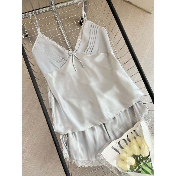 Summer Sexy Pajamas Women's Strapless Shorts Set Premium Feel Back Design Sweet Home