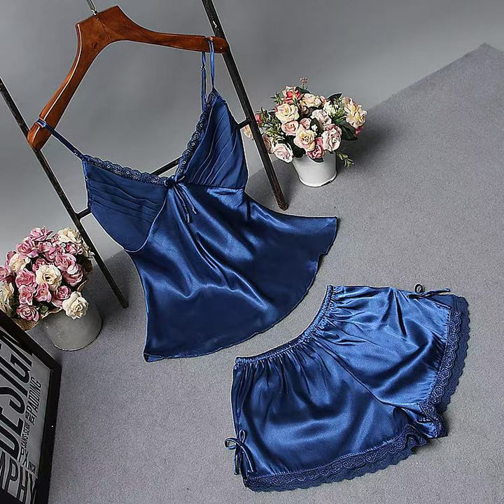 Summer Sexy Pajamas Women's Strapless Shorts Set Premium Feel Back Design Sweet Home