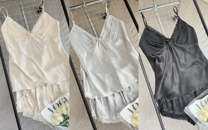 Summer Sexy Pajamas Women's Strapless Shorts Set Premium Feel Back Design Sweet Home