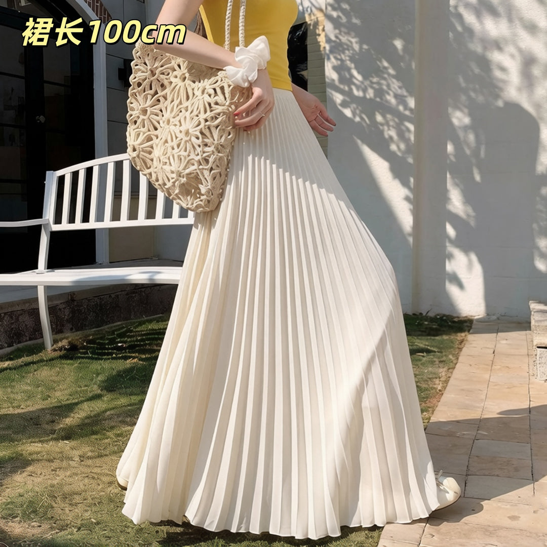 法式设计感小众温柔风高腰显瘦飘逸垂坠感紫色半身裙压折大摆长裙