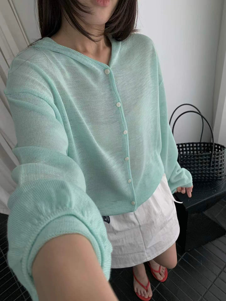 2026档口新款带帽子薄料针织小开衫颜色很多下单联系客服Mini