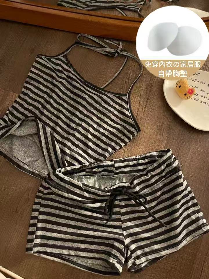 Summer Trendybm Slim Fit Padded Hang Strapless Shorts Set