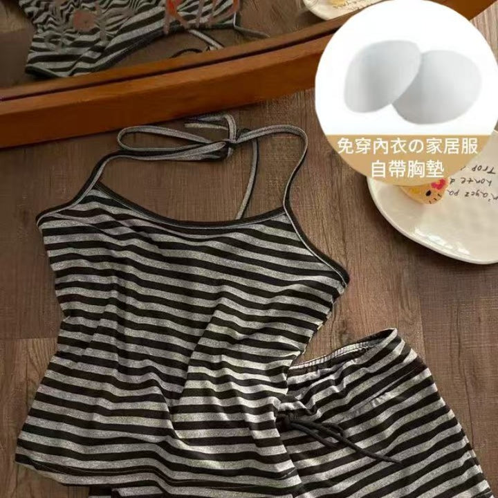Summer Trendybm Slim Fit Padded Hang Strapless Shorts Set