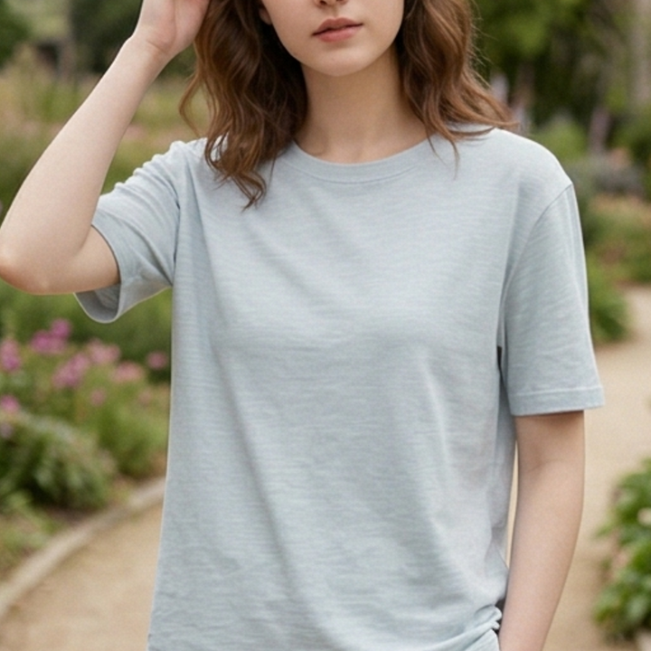 垂感显瘦慵懒宽松竹节棉长袖t恤女春夏薄款柔软舒适圆领防晒上衣