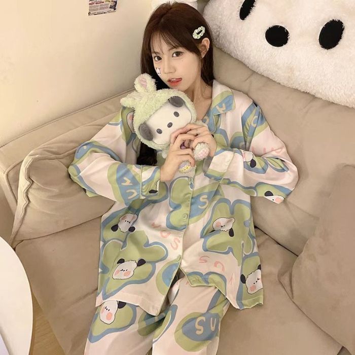 16 Premium Feel Pajamas Women Spring Long Sleeve Cute Student Home Set