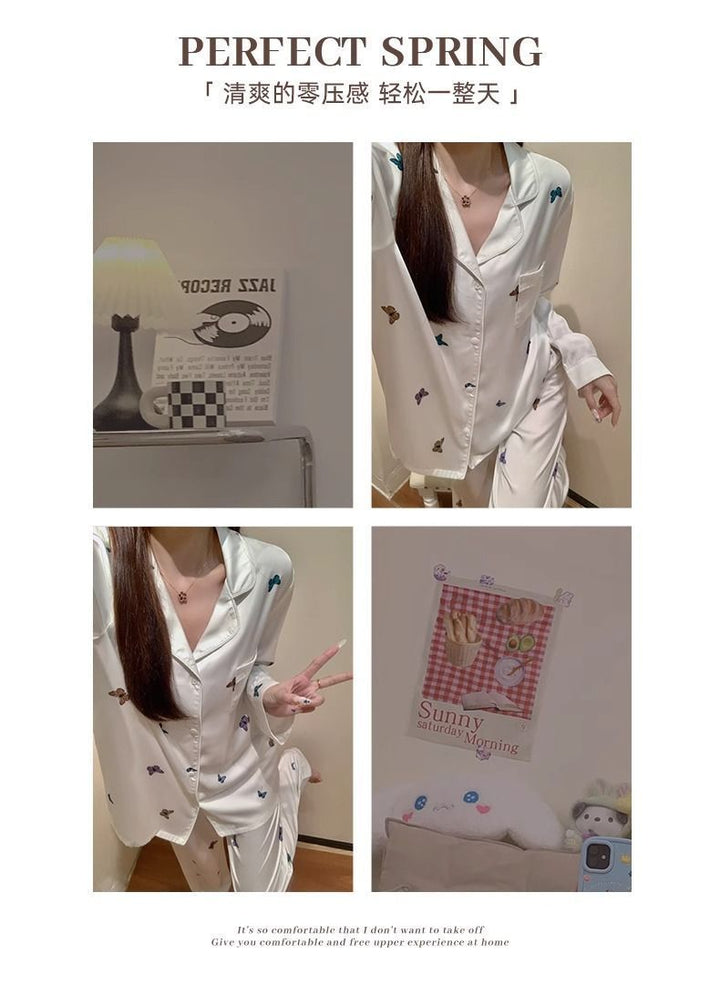 16 Premium Feel Pajamas Women Spring Long Sleeve Cute Student Home Set