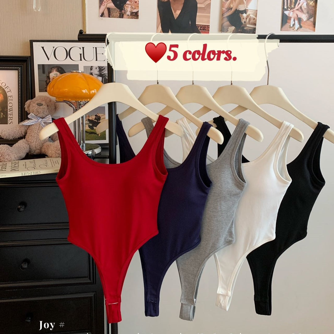 Sexy Backless Padded Cami Top Bodysuit - U-Neck Slim Fit Beautiful Back Design