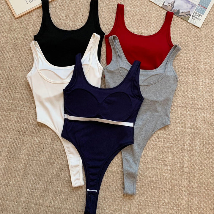 Sexy Backless Padded Cami Top Bodysuit - U-Neck Slim Fit Beautiful Back Design