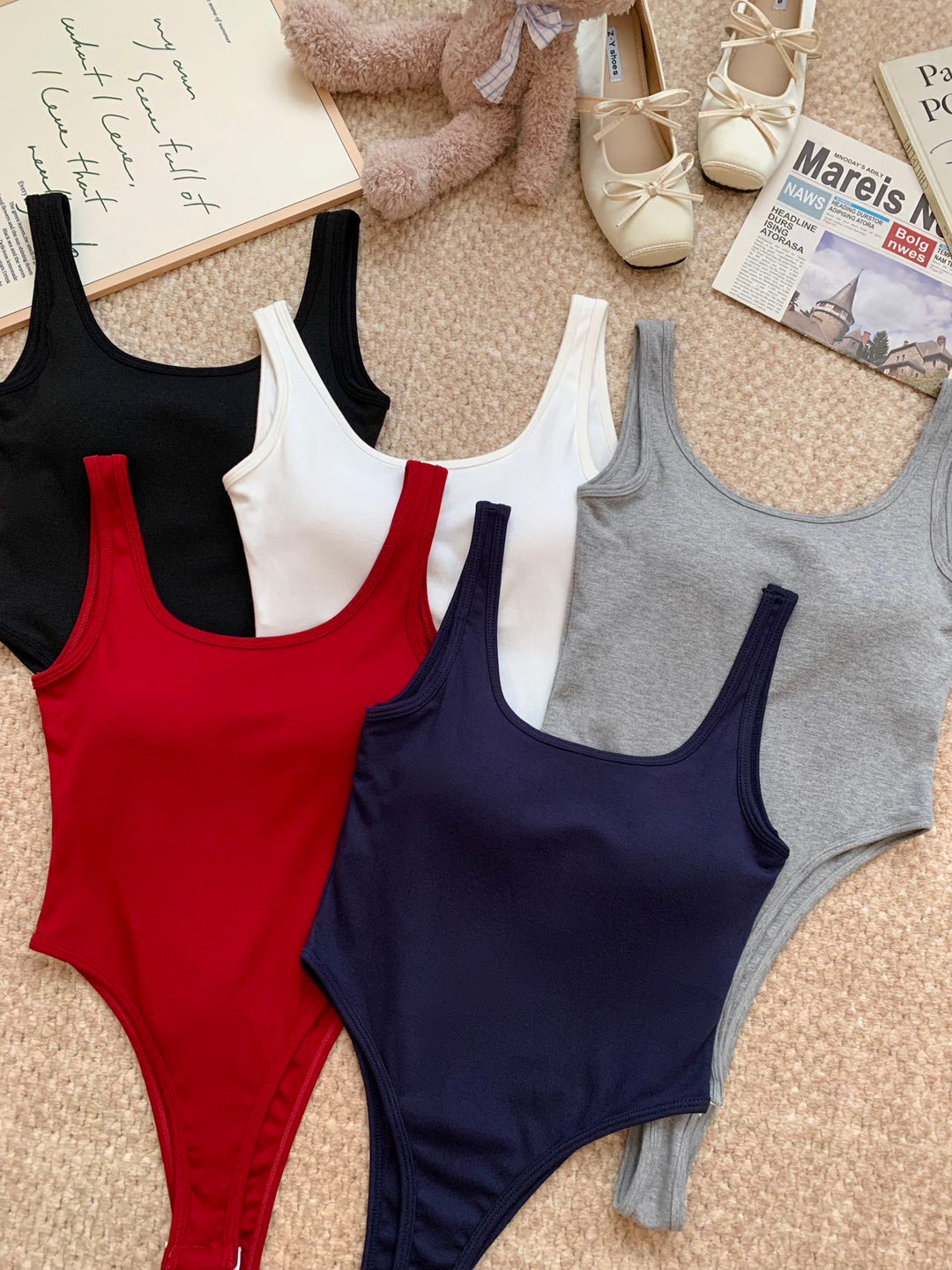 Sexy Backless Padded Cami Top Bodysuit - U-Neck Slim Fit Beautiful Back Design