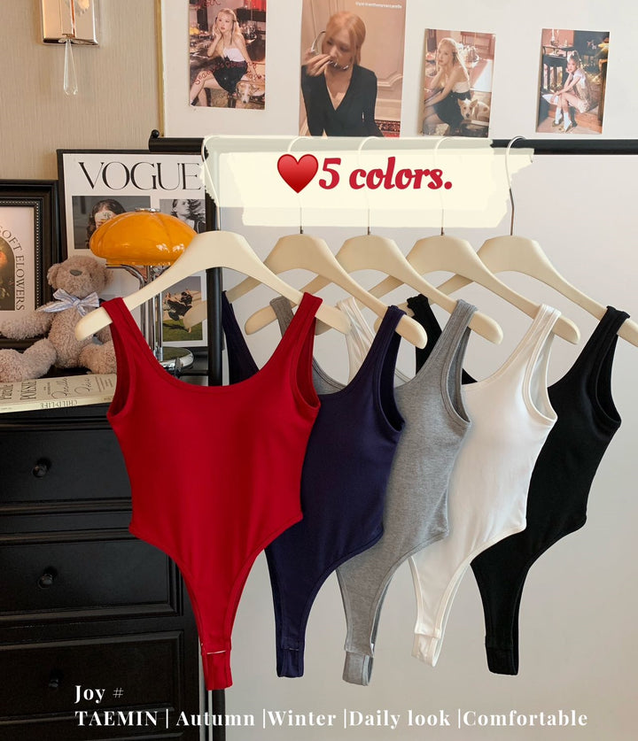 Sexy Backless Padded Cami Top Bodysuit - U-Neck Slim Fit Beautiful Back Design