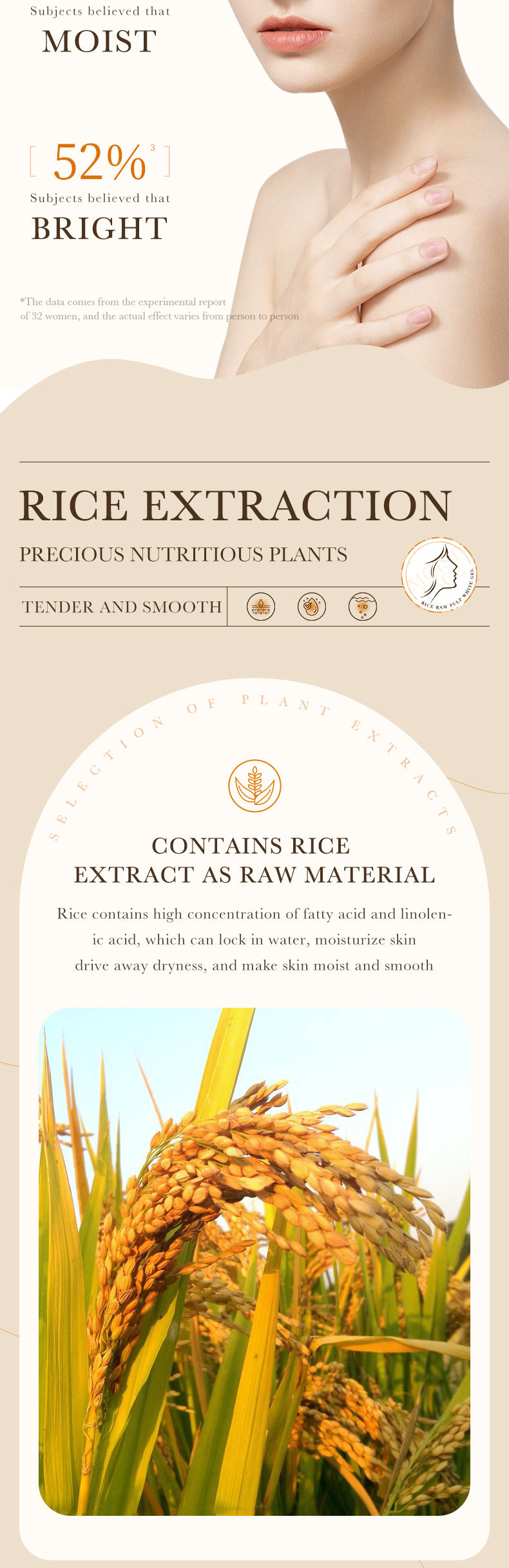 Full English Rice Skincare Set BIOAOUA Rice Puree Series Six-Piece Set Box Cross-Border Wholesale
