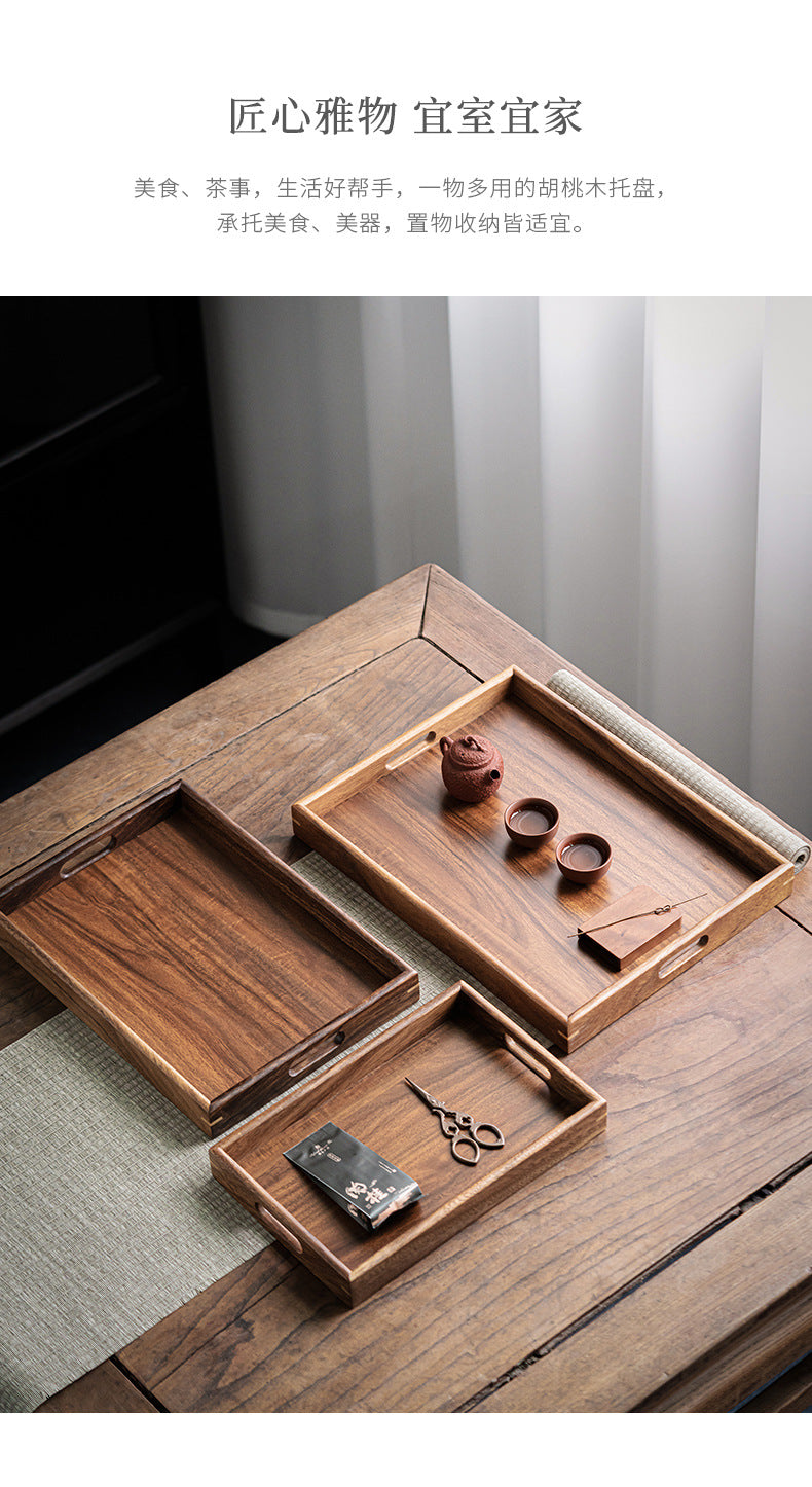 Walnut Tea Tray Minimalist Dry Tea Tray Cup Storage Tray Chinese Style Candy Dessert Fruit Tray Tea Room Tea House Wholesale