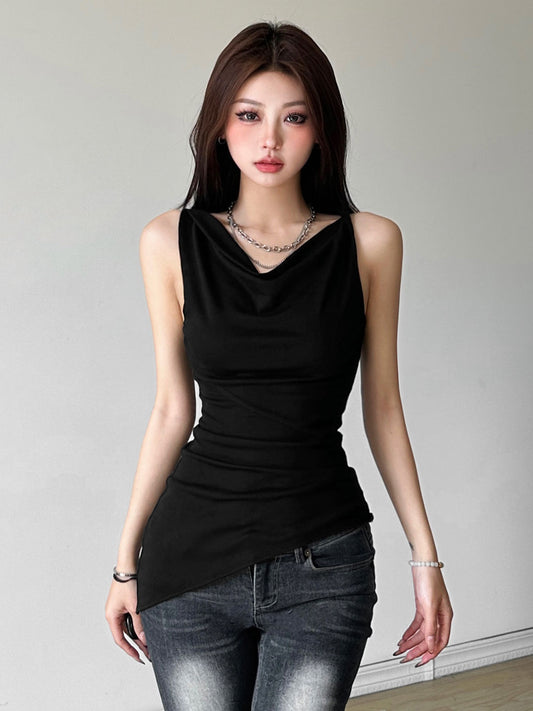 Women’s Multi-wear Collarbone Thin Shoulder T-shirt Summer