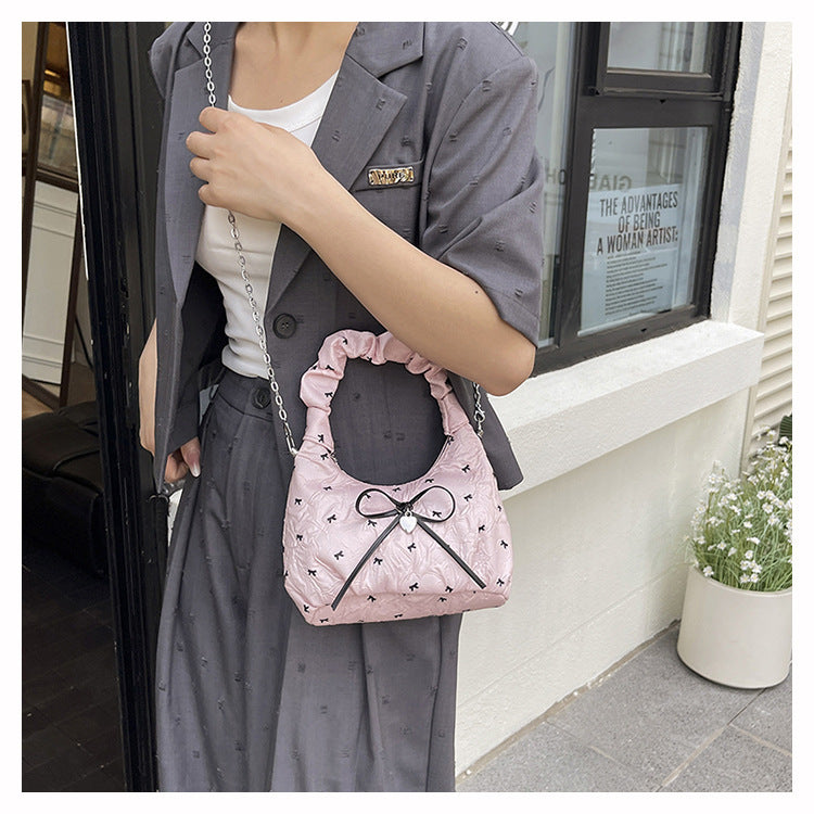 Korean Style Fashion Handbag for Women2025New Bow Crossbody Bag Versatile Parent-Child Cute Children's Bag