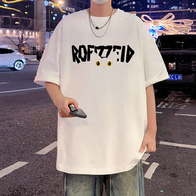 Short Sleeve T Men's Summer New Heavyweight Pure Cotton Crew Neck T-Shirt Large Size Loose Fit Men's Short Sleeve ins Fashion brand top