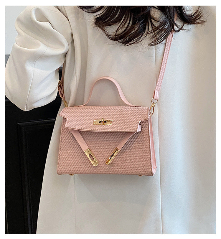 Bag2024New Fashion Small Square Bag Texture PU Handbag Retro Simple Shoulder Bag Trendy Versatile Crossbody