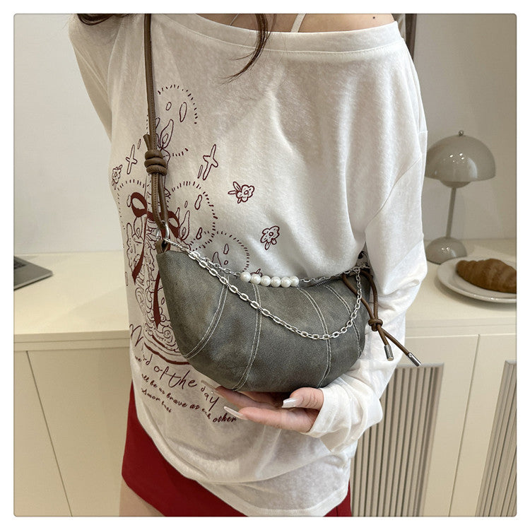 French Niche Ox Horn Bag for Women Shoulder Bag2025New Fashion Dumpling Bag Versatile Simple Crossbody Bag Export