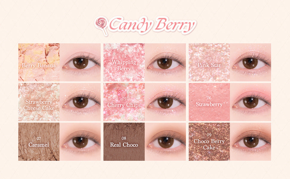 Capel Ice Cream Nine-Color Eyeshadow Palette Pearlescent Matte Rose Palette Under-eye Blush Oat Milk Tea Earth Pure Desire